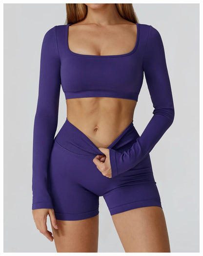 2-Piece High-Waist Yoga Set with Crop Top