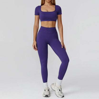 2-Piece High-Waist Yoga Set with Crop Top