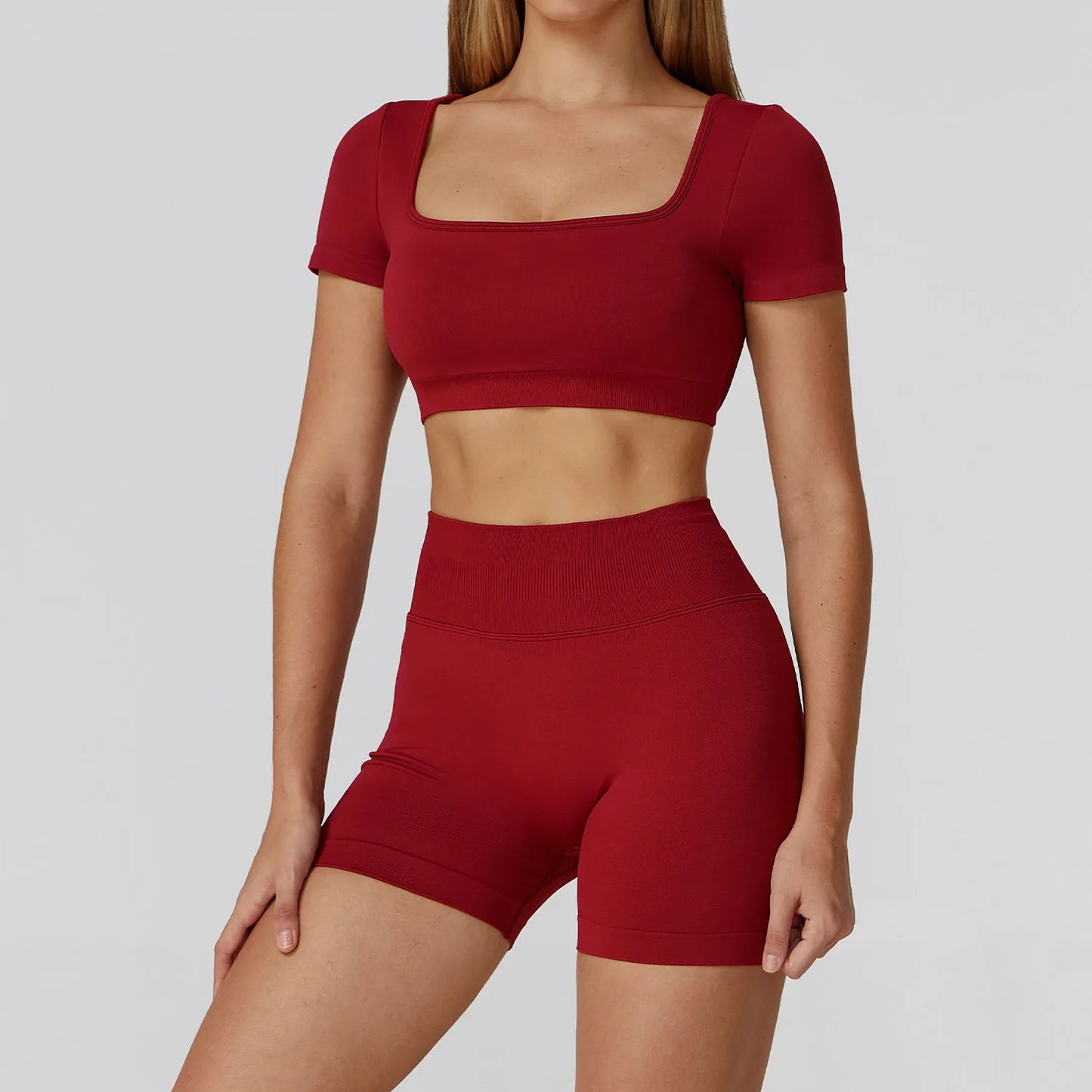 2-Piece High-Waist Yoga Set with Crop Top