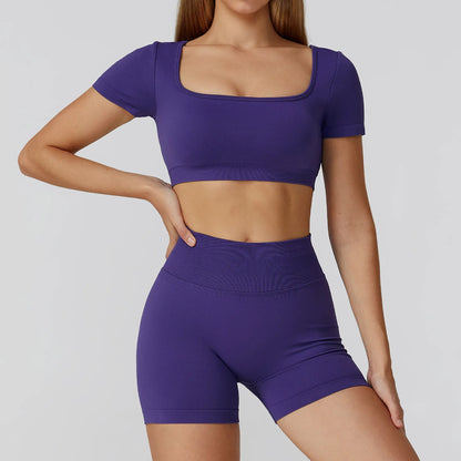 2-Piece High-Waist Yoga Set with Crop Top