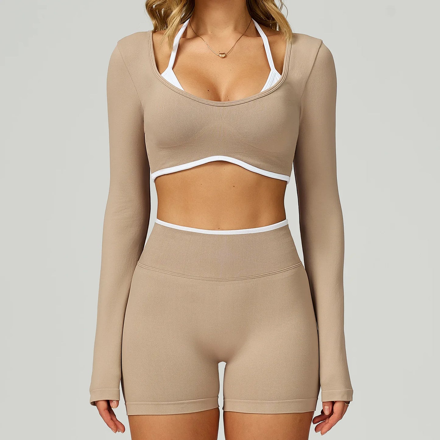 Long-Sleeve Crop Top & High-Waist Leggings