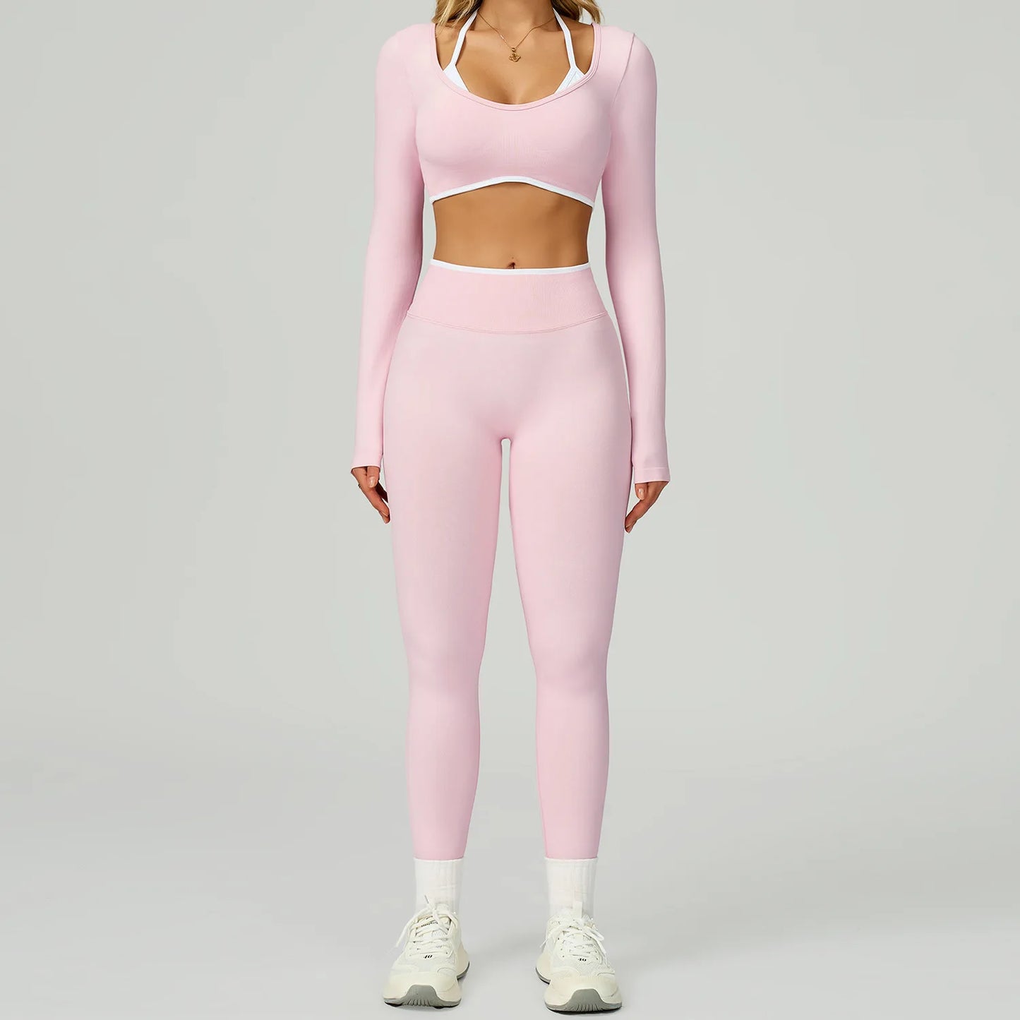 Long-Sleeve Crop Top & High-Waist Leggings