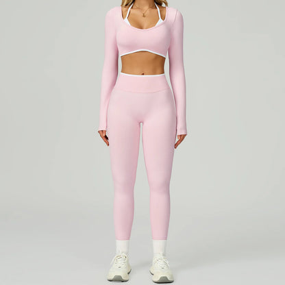Long-Sleeve Crop Top & High-Waist Leggings