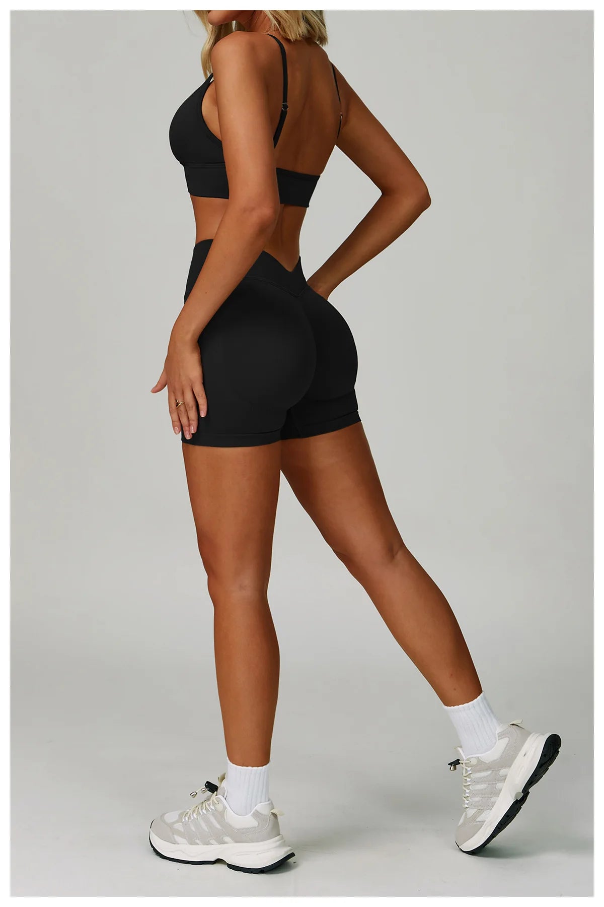 Long-Sleeve Zip Jacket, Sports Bra & High-Waist Shorts